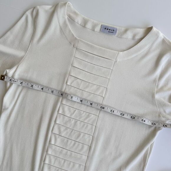 Akris Punto Ivory Stretch Modal Knit Top w/ Origami Fold Style Pleat Panel 8 US - Picture 15 of 16